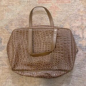 LANCÔME Large Faux Patent Animal Skin Cosmetic/Accessories Bag